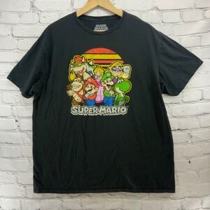 Super Mario Bros T-Shirt Mens sz‎ XL Black Graphic Tee Shirt